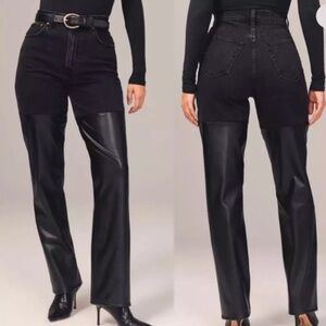 Abercrombie Wmn’s 2/26 Mixed Fabric Ultra High Rise 90s Straight Curvy Love Jean